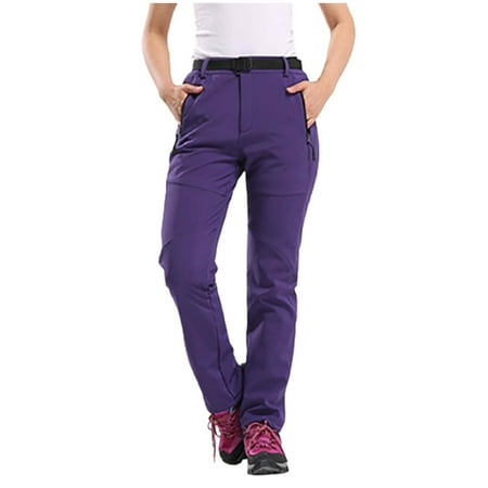 TRUBKH Snow Pants Ski Pants Waterproof Pants Winter Cargo Pants Womens Winter Pants Casual Snowboarding Pants Rain Pants Purple M