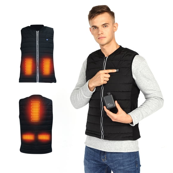 Gilet Chauffant pour Hommes Gilet Chauffant d'Hiver Veste Chauffante Légère USB Électrique Vêtements Chauds pour Course en Plein Air Cyclisme Vélo Conduite (Batterie Non Incluse)