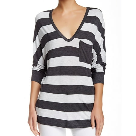 - H By Bordeaux NEW Black Women's Size Small S Striped V-Neck Dolman Top