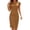 Gold, variant on Women’s Solid Round Neck Cap Sleeve Knit Midi Dress, Side Twist Ruched Slimming Bodycon Dress, Breathable Elegant Daywear for Work Casual Social Gatherings Navy M