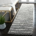 thumbnail image 3 of SAFAVIEH Venus Sophie Striped Shag Runner, 2'2" x 10', Grey/Ivory, 3 of 9