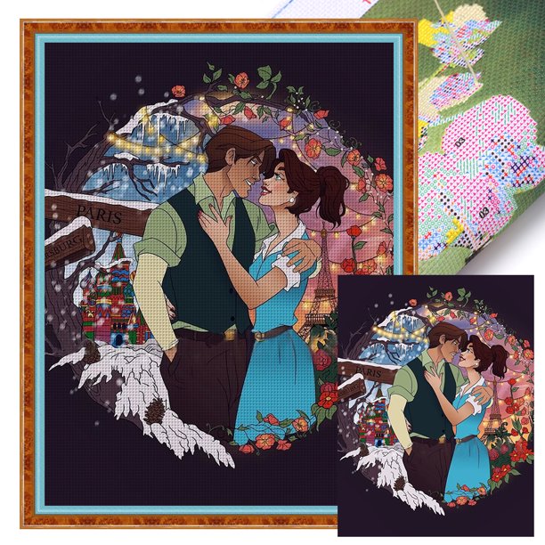 Punto Cruz Princesa y Príncipe Con Algodón Ecológico 11CT Bordado 50x65cm Hugtrwg