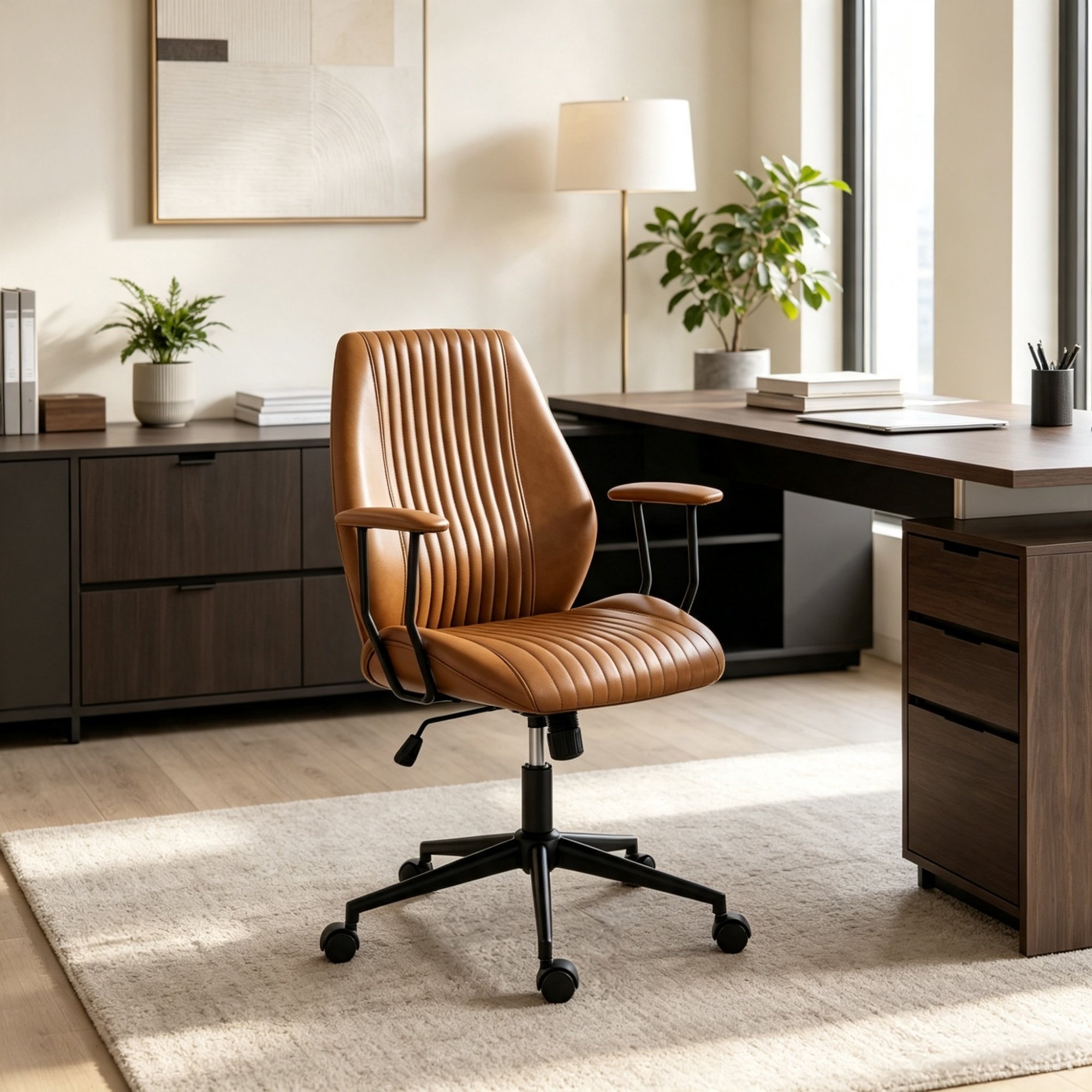 vintage leather office desk chair product