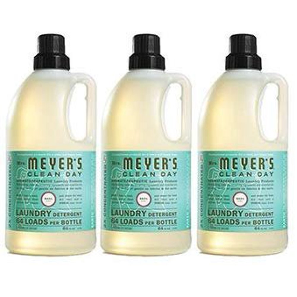 Mrs. Meyer's Clean Day Laundry Detergent, Basil, 64 fl oz (3 Bottles)