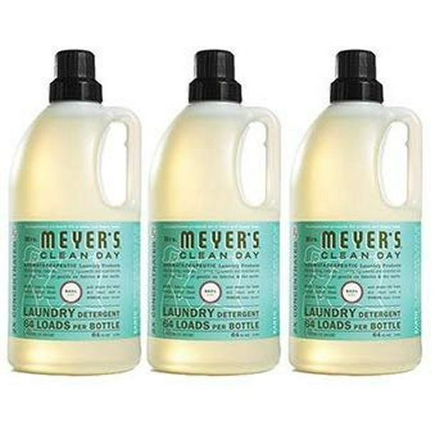 Mrs. Meyer's Clean Day Laundry Detergent, Basil, 64 fl oz (3 Bottles