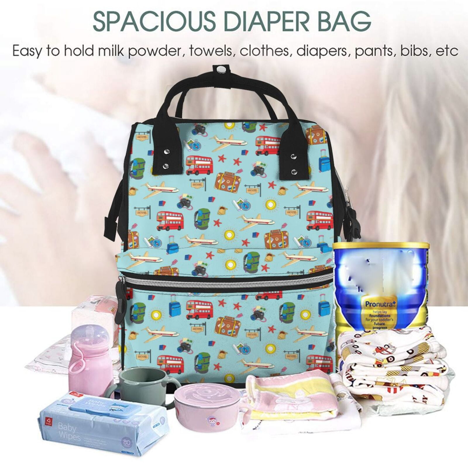 Kdxio Baby Diaper Backpack,Multi-Function Travel Backpack Nappy Bags,Nursing Bag, Fashion Mummy,Roomy Waterproof for Baby Care(Travel1)