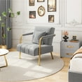 thumbnail image 6 of Yaheetech Oversized Velvet Accent Armchair with Gold Metal Frame, Light Gray, 6 of 7