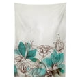 thumbnail image 3 of Ambesonne Turquoise Tablecloth Rectangular Table Cover, Retro Hibiscus Art, 60"x90", Beige Teal, 3 of 4