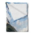 thumbnail image 2 of Landscape Soft Flannel Fleece Throw Blanket, Canadian Nature Cliffs High Tops and Ranges in Spring Day Panorama Image Print, Cozy Plush for Indoor and Outdoor Use, 70" x 90", Green Blue, by Ambesonne, 2 of 5