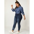 thumbnail image 3 of CamiVaqueManLarBolsillo En El Pecho BluDe Cambray Botón Abajo TalGrande PaMujeres Azul XXL, 3 of 6