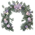 thumbnail image 2 of Kumdkd 6FT Wedding Flower Rattan Garland - Artificial Eucalyptus and Rose Vine for Table Runner, Chair Back, Arch Decoration, Plastic Greenery with Multicolor Flowers, 180cm Long, 2 of 6
