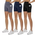 thumbnail image 1 of Pantalones cortos moteros QGGQDD de cintura alta, paquete de 3/5/8 para mujer, negros, 1 of 5