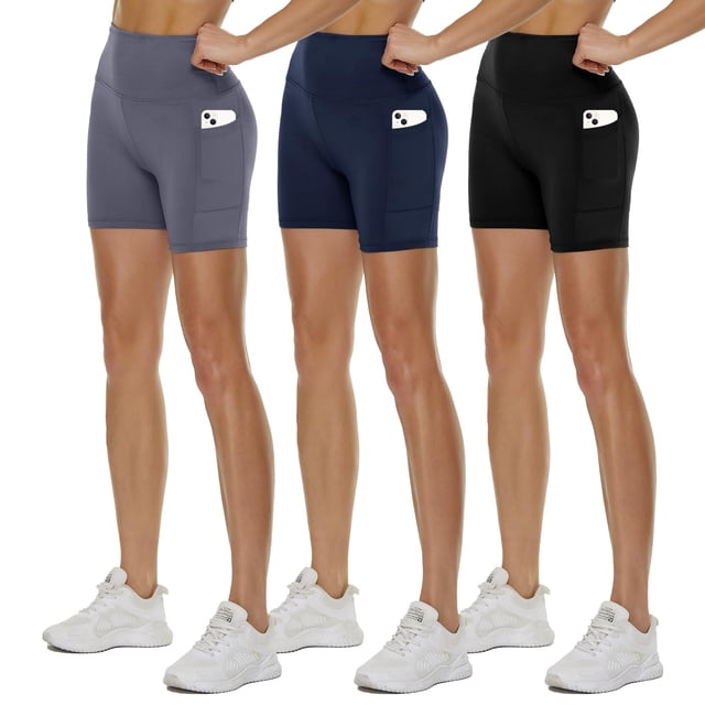 Pantalones cortos moteros QGGQDD de cintura alta, paquete de 3/5/8 para mujer, negros