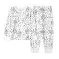 thumbnail image 3 of Letdown Colorable Pajama 2 Piece Set Boys Girls Doodle Print Long Sleeve Pajama Outfits Cute Cartoon Character Loungewear Long Sleeve Top Pant Preppy Clothes with Hand Painted, 3 of 6