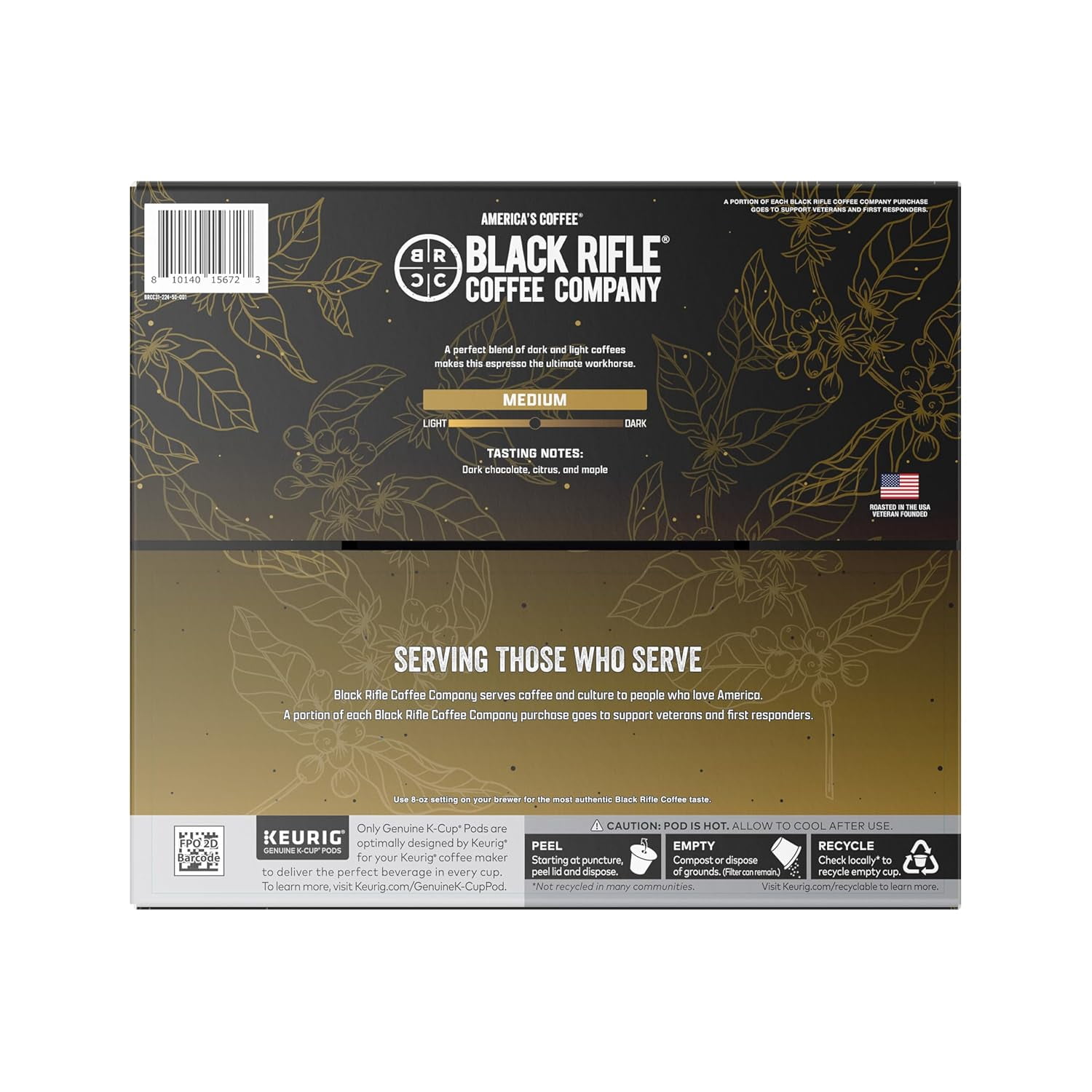 Black Rifle Coffee Company AK Espresso, 50 Count, Medium Roast K Cups - Single Serve K Cups Coffee Pods - Kcup Pods Compatible with Keurig 1.0 & 2.0 - Made from Arabica Beans