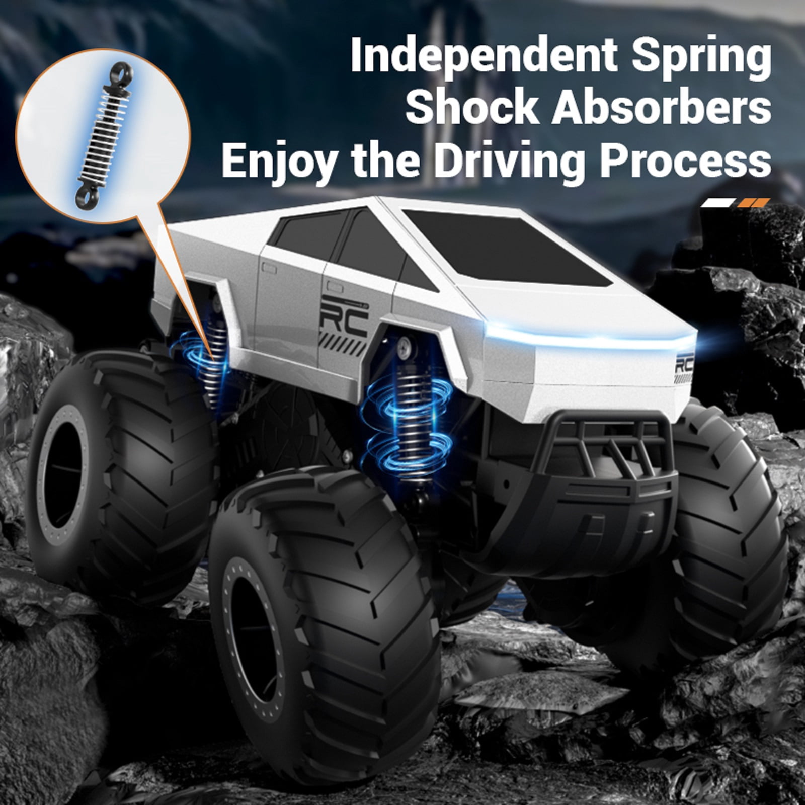 Amphibious Remote Control Car, 4WD Off-Road RC Truck with Dual Batteries, 2.4GHz Waterproof All Terrain RC Vehicle with LED Lights