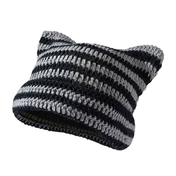 Gorro tejido con orejas de gato Qarigey gris oscuro