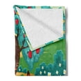 thumbnail image 2 of Hedgehog Soft Flannel Fleece Throw Blanket, Animals in the Woodland Dragonfly Fox Turtle and Fruit Trees of Apple and Pear, Cozy Plush for Indoor and Outdoor Use, 70" x 90", Multicolor, by Ambesonne, 2 of 5