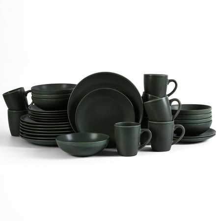 Stone + Lain Grao Stoneware Collection Dinnerware Set, 32-Piece Service for 8, Green
