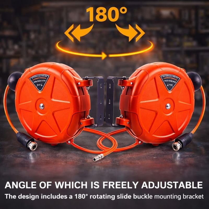 8mm Automatic Retractable Hose Reel for Car Wash, Garden Irrigation, Wall Mount High Pressure Water Pipe Holder, 10m Length