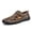 Khaki, variant on Hand Stitched Cutout Leather Closed Toe Casual Sandals With Adjustable Buckle Strap