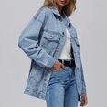 thumbnail image 4 of Stralyhd Jean Jacket Women Long Sleeve 2026 Fall Colored Denim Jackets Classic Jean Coats Light Blue Button Down Trucker Coat with Pockets Light Blue L, 4 of 5