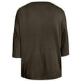 thumbnail image 5 of XAOFW Women's Sweater Solid Color 3/4 Sleeve V Neck Sweaters Everyday Wear Slim Fit Knitted Pullover Holiday Vacation Stylish Cozy Knitting Top, 5 of 5