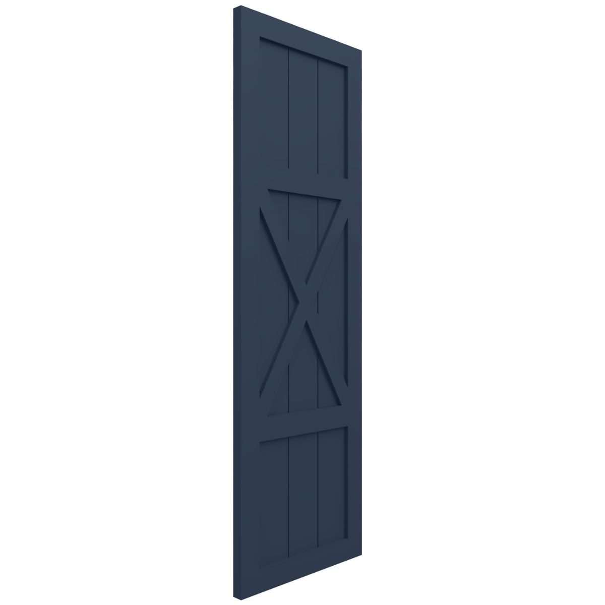Ekena Millwork 15"W x 69"H True Fit PVC Center X-Board Farmhouse Fixed Mount Shutters, Starless Night Blue (Per Pair - Hardware Not Included)