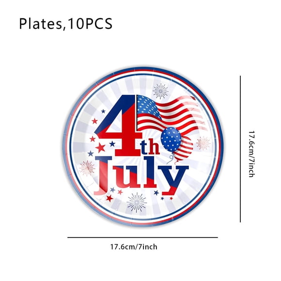 Dvkptbk Fournitures de Fête du 4 Juillet Drapeau Assiettes de Fête Nappe de Fête Serviettes et Fourchettes pour la Journée des Anciens Combattants Décorations de Fête de la Fête de l'Indépendance et du Memorial Day