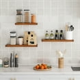 thumbnail image 5 of 23.5 in Solid Wood Floating Shelves Wall Mounted Shelves, Distressed Walnut Color, Set of 2, 5 of 7