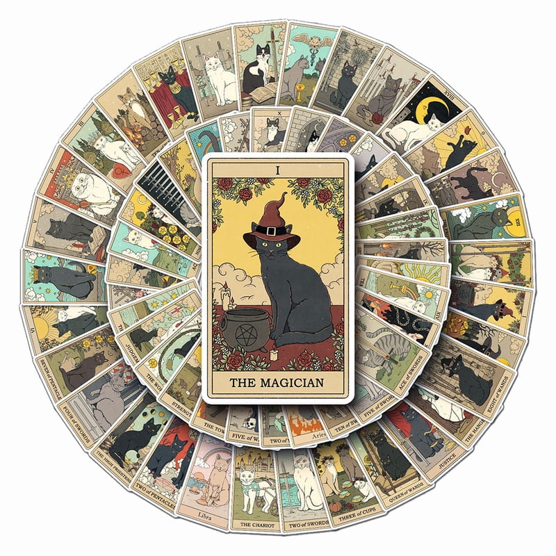 10/30/78PCS Vintage Classic Cat Style Tarot Stickers Funny Decoration Decals Toy Gift PVC DIY Laptop Suitcase Guitar Skateboard