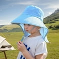 thumbnail image 2 of Casquette Bebe Garçon Enfants Chapeau de Soleil Uni avec Rabat de Nuque Ajustable Respirant Chapeau d'Été Extérieur Plage Natation Pêche Protection Uv Chapeaux de Soleil pour Enfants Bleu Clair Taille Unique, 2 of 7