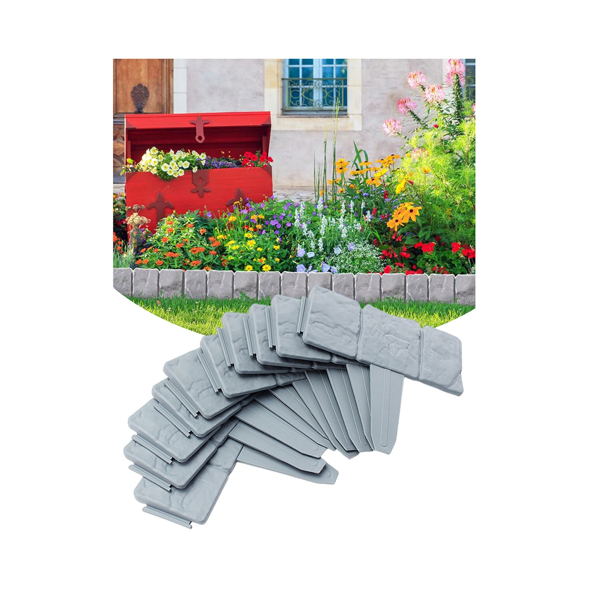20 x Lawn Edging for Landscaping-Grey