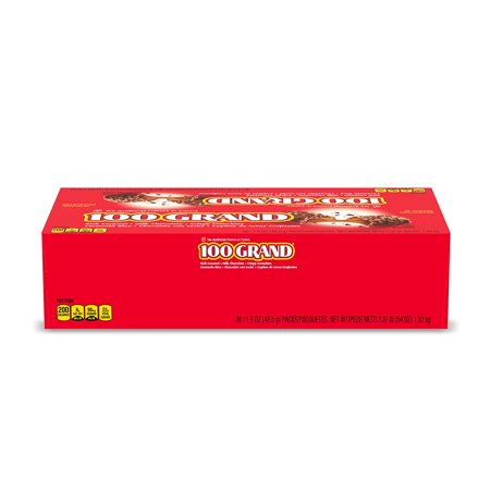 100 Grand Crispy Milk Chocolate with Caramel  Share Size Individually Wrapped Candy Bars  Great Valentine s Day Gifts for Kids  2.2 oz each  Bulk 24 Count Box