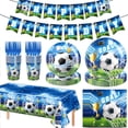 thumbnail image 2 of Soccer Theme Birthday Party Decorations Paper Tableware Set Party Supplies for Parties 7in Plates 9in Plates Cups Napkins Banner Table Cover Forks Party Decor, 2 of 9