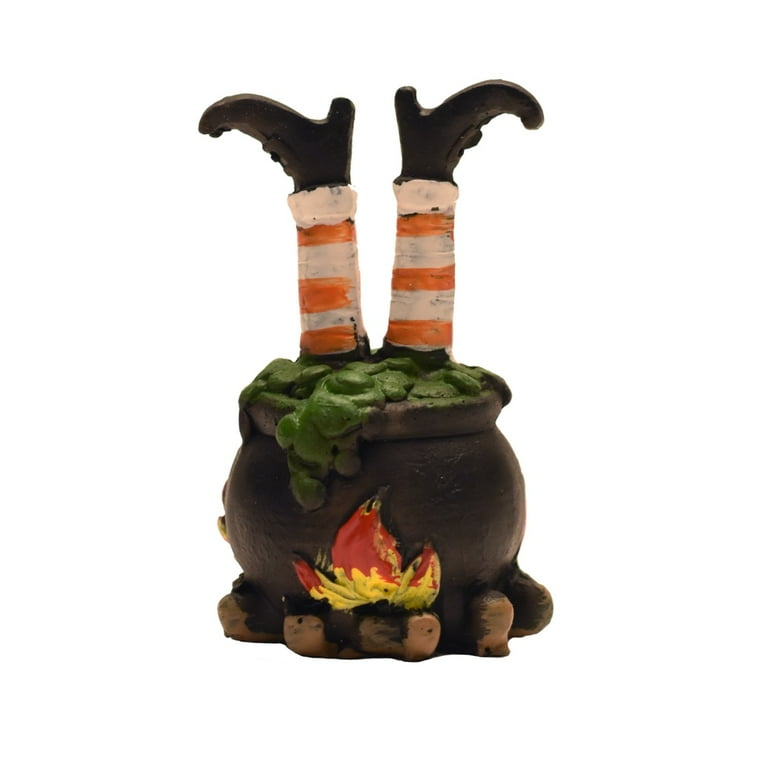 Halloween Witch Legs Black Boots Cauldron Figurine Fairy Garden Miniature Decor Halloween Witch Legs Black Boots Cauldron Figurine Fairy Garden Miniature Decor