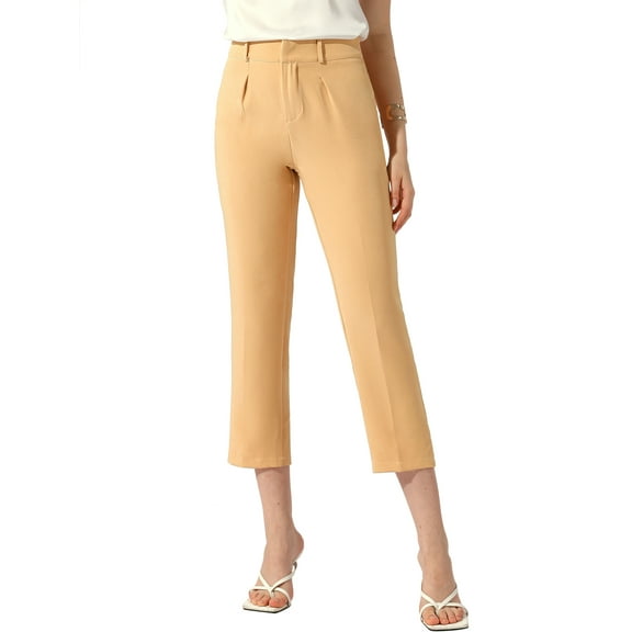 INSPIRE CHIC Ankle Length Straight Trouser for Women High Waist Casual Work Business Suit Pants
