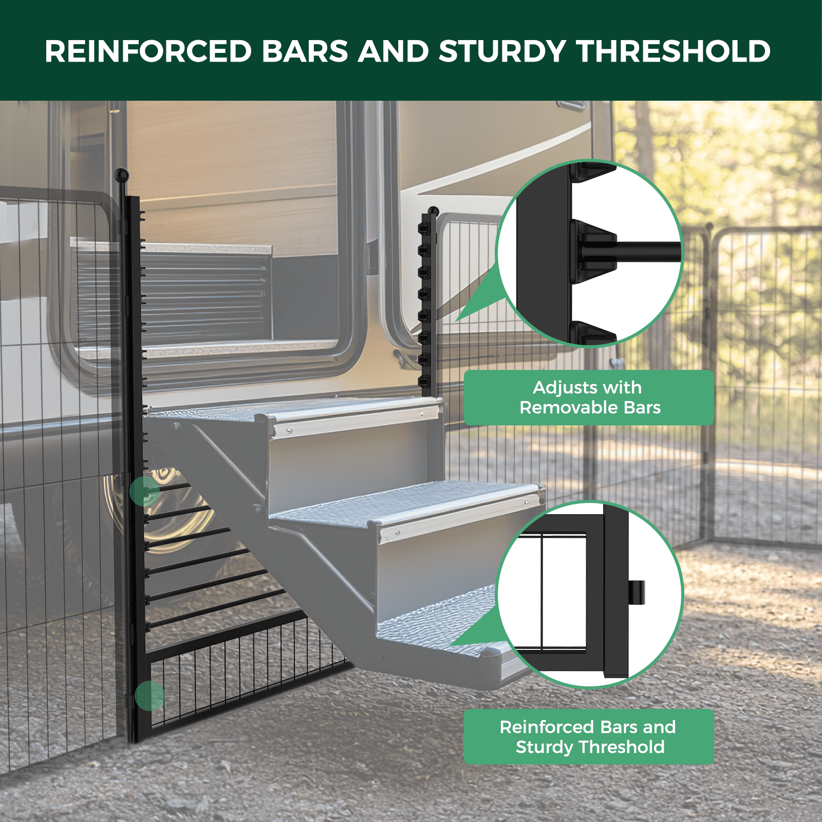 FXW RV Step Grid (Playpen Not Included) - Dog Barrier for RV Stairs, Compatible 32” H Playpen│Patent Pending