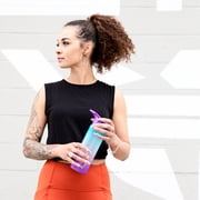 EcoVessel WAVE Tritan Plastic Sports Water Bottle with Flip Straw, Leak Proof Lid, and Carry Handle 24 oz (Ombre Forest Horizon)