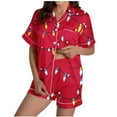 thumbnail image 2 of Fznquz Christmas Women Pajamas Button Up 2 Piece Pj Short Sleeve 2026 Xmas Print Outfits Women's Pjs, 2 of 5