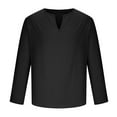 thumbnail image 4 of Qingpeng Men's T Shirt Cotton Linen Long Sleeved V-Neck T Shirt Casual Color Matching T Shirt for Men, 4 of 6