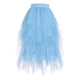 thumbnail image 2 of Yeaiivve Tulle Skirts for Girls High Low Layered Puffy Fairy Skirts Midi Length Irregular Tutu Skirt Sheer Mesh Tutu Skirt Blue,14-15Years, 2 of 6