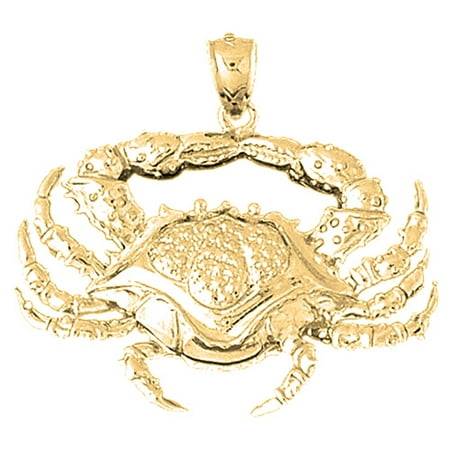 10K Yellow Gold Crab Pendant - 35 mm