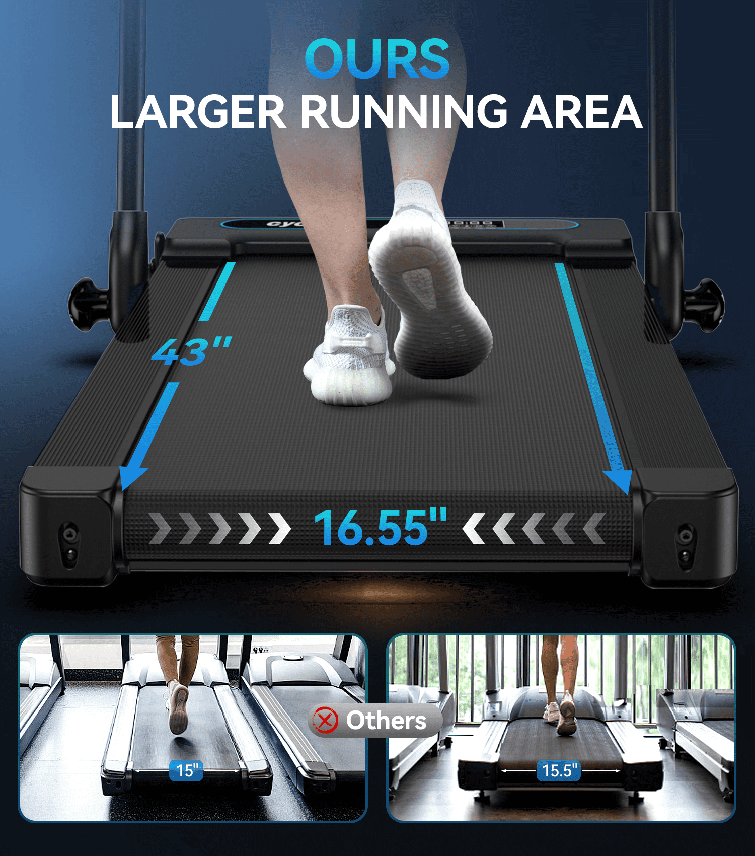 TOSSFD 2.5HP Folding Treadmill Remote Control Walk Pad Compact Electric Running Portable Walking Pad for Home Fitness