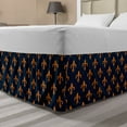 thumbnail image 1 of Fleur De Lis Bed Skirt, Floral Pattern with Pointed Buds and Curved Leaves Western Motifs, Elastic Bedskirt Dust Ruffle Wrap Around for Bedding Decor, 4 Sizes, Indigo Orange, by Ambesonne, 1 of 2