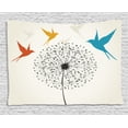 thumbnail image 1 of Birds Tapestry, Three Swallow Birds Flying Around a Giant Dandelion, Wall Hanging for Bedroom Living Room Dorm Decor, 80W X 60L Inches, Burnt Orange Earth Yellow and Azure Blue, by Ambesonne, 1 of 2