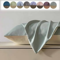 Tyidzon 2Pc Summer Satin Pillowcases Similar to Silk Pillow Covers - Navy Protective Cover Breathable Household Pillow Cases, 19X29 Inch