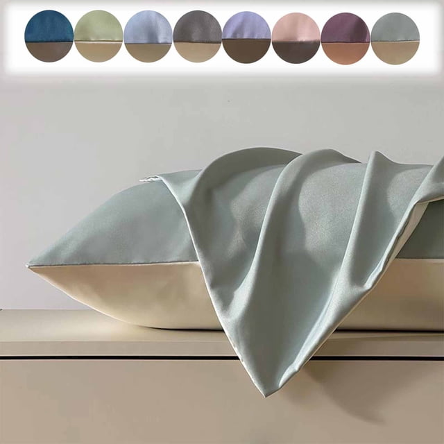 Bowayaoa Summer Ice Silk Pillowcase Set, Breathable Sweatproof Pillow Protector Cover, Polyester Not Wet Water Fiber Pillow Core Isolation Cover, Cool Soft Knit Fabric for Home Hotel