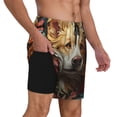 thumbnail image 2 of Naloa Vintage Colorful Flower Puppy Print Men Swim Trunks with Compression Liner ,Board Shorts,Men's Swim Shorts with Drawstring and Elastic Waistband-Large, 2 of 6