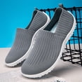 thumbnail image 3 of DLWKIPV Women's White Flyknit Slip-On Shoes - Breathable Lightweight Casual Loafers for Daily Wear(gray,5.5), 3 of 5
